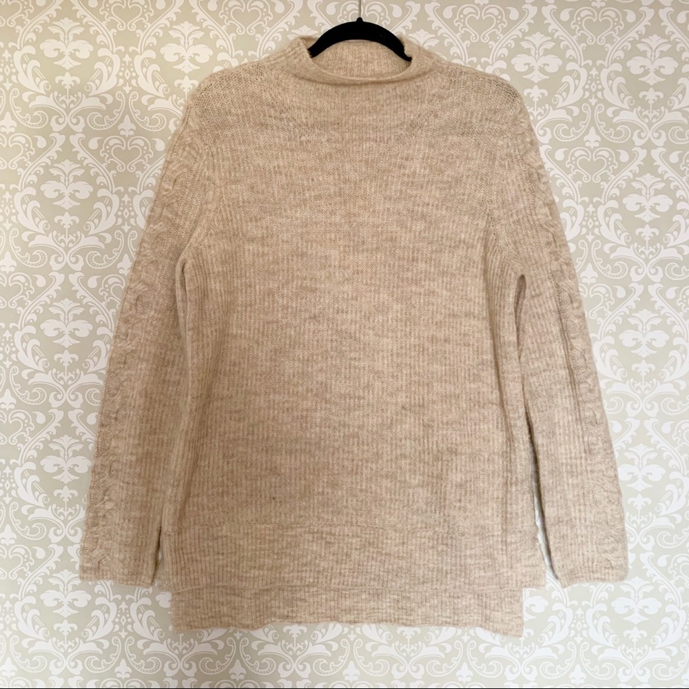 Oatmeal colored mock neck sweater